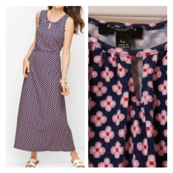 Talbots Dresses & Skirts - Talbots Dress Sleeveless Floral Jersey Maxi Daisy Print Purple Pink Size…